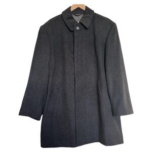 NEW Jacob Siegel Wool Coat Herringbone Long Lined Men's 46 R Black
